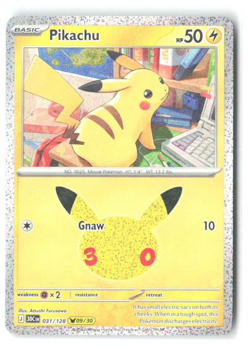 Pikachu Holo Pikachu Rare ME 30th Celebration 031/128 NM Atsushi Furusawa