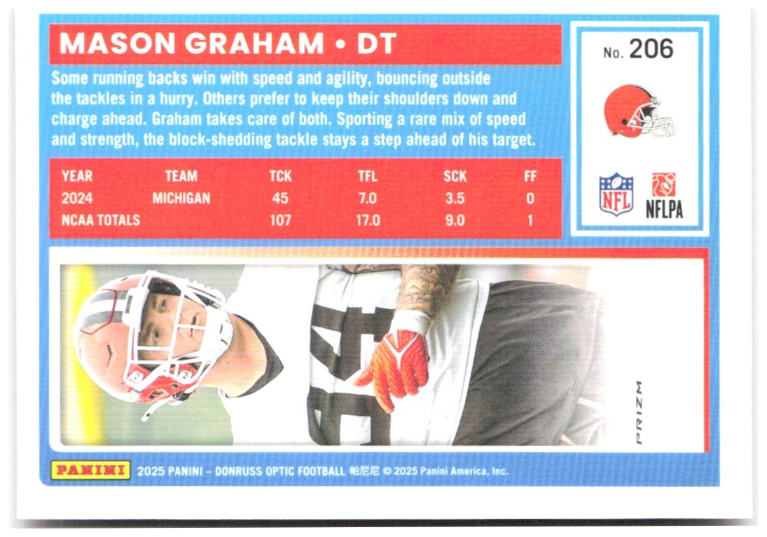 Mason Graham Donruss Optic - Pink 206 2025 Cleveland Browns