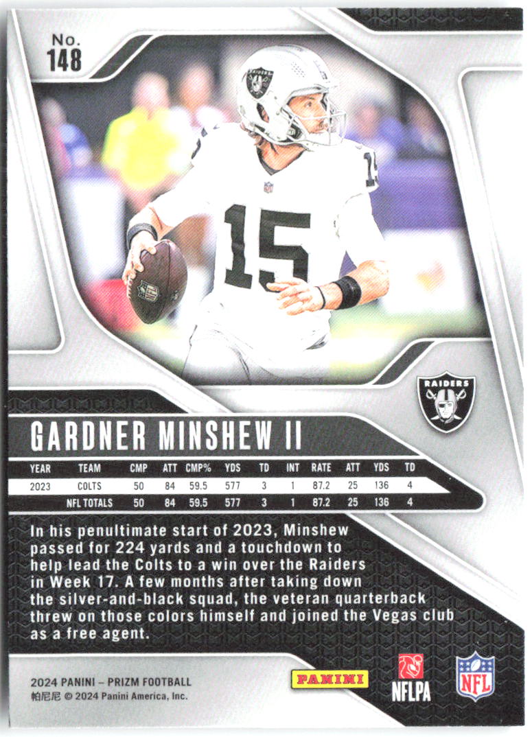 Gardner Minshew II Panini Prizm 148 2024 Las Vegas Raiders