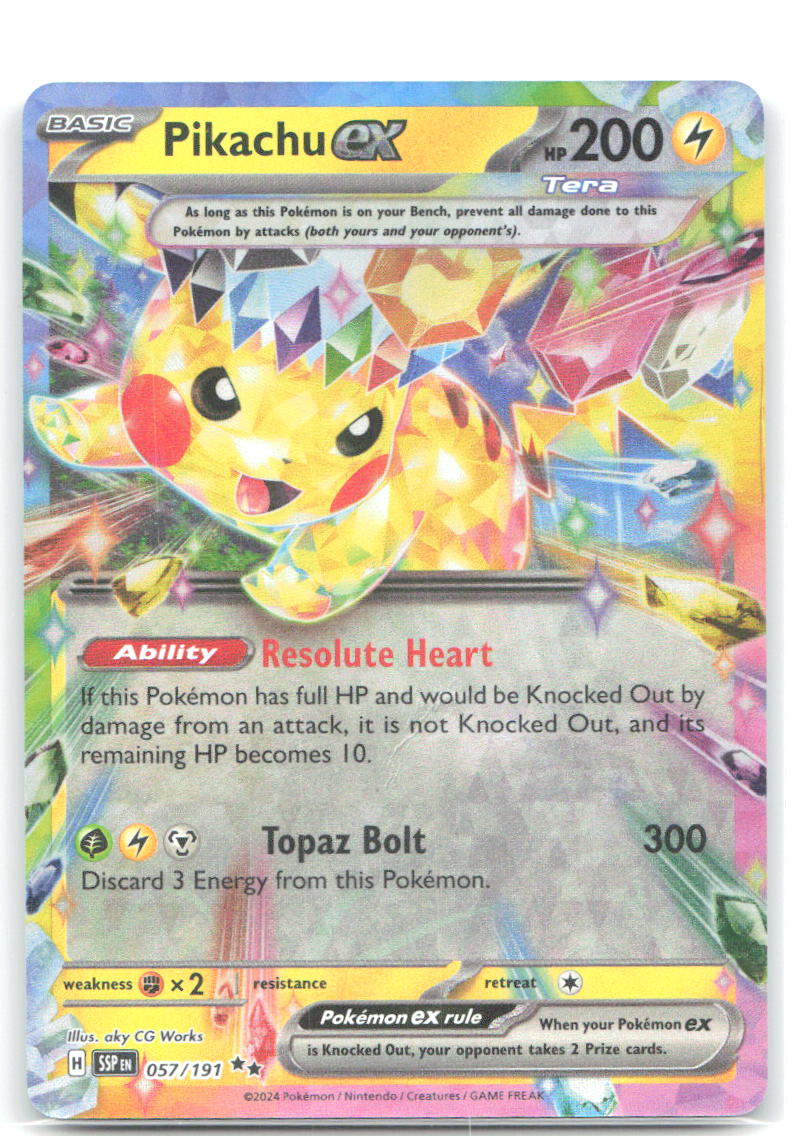 Pikachu ex Holo Double Rare SV08 Surging Sparks 057/191 NM aky CG Works