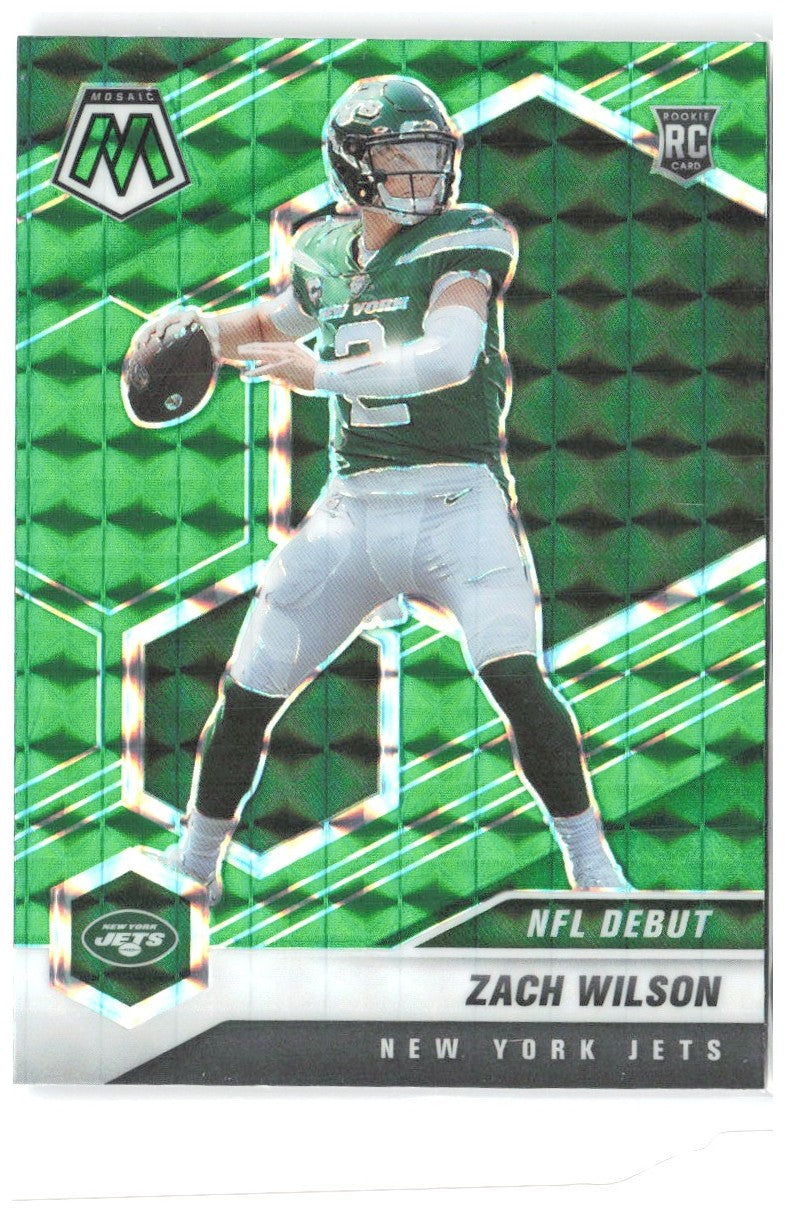 Zach Wilson Panini Mosaic - Prizm Green 243 2021 New York Jets
