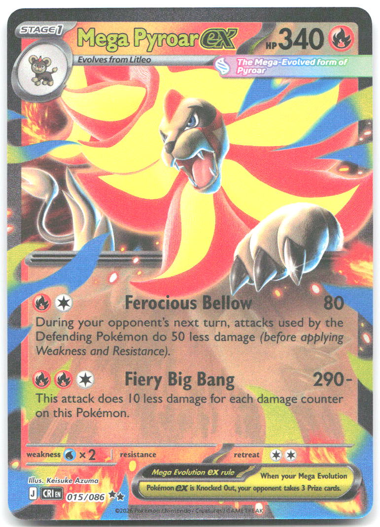 Mega Pyroar ex Holo Double Rare ME04 Chaos Rising 015/086 NM Keisuke Azuma
