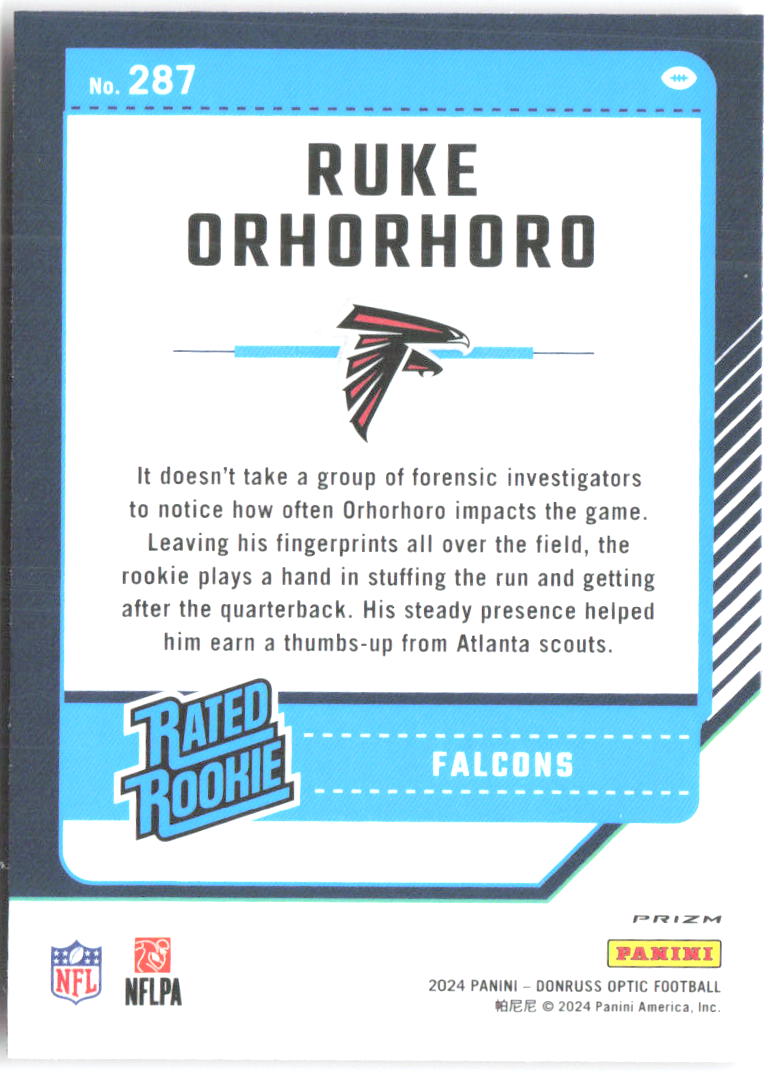Ruke Orhorhoro Donruss Optic - Pink 287 2024 Atlanta Falcons