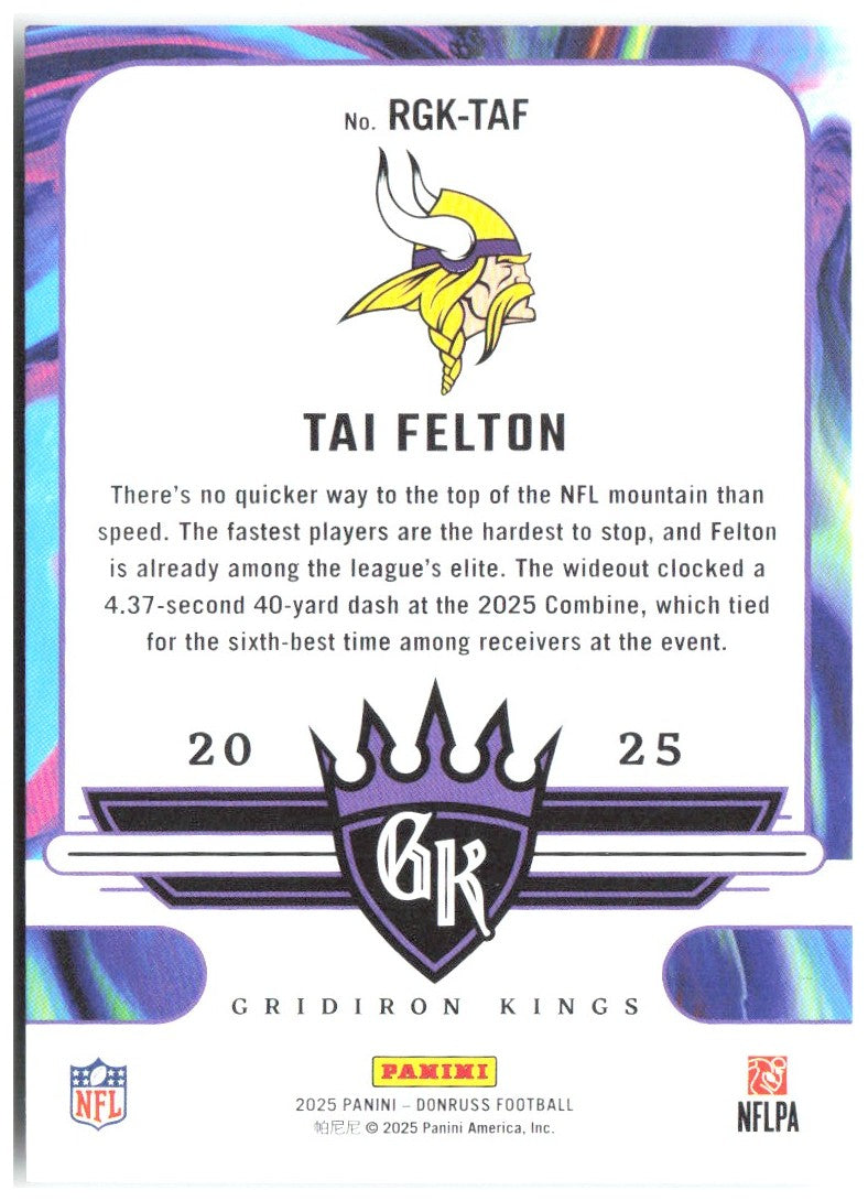 Tai Felton Donruss - Rookie Gridiron Kings RGK-TAF 2025 Minnesota Vikings