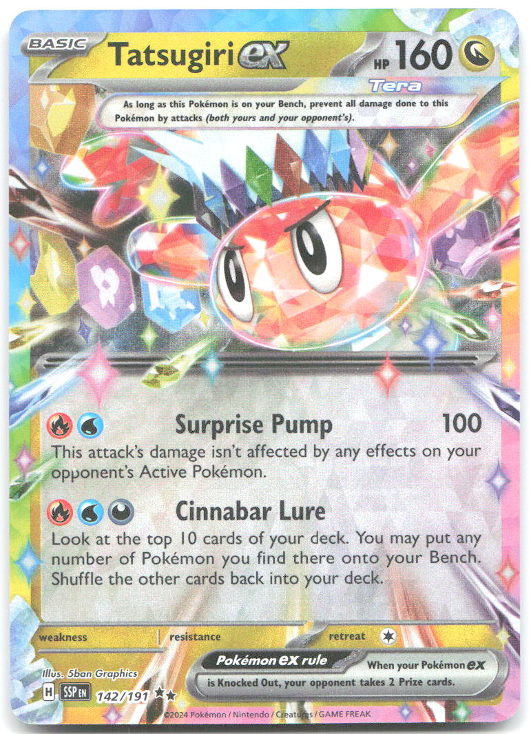 Tatsugiri ex Holo Double Rare SV08 Surging Sparks 142/191 NM 5ban Graphics