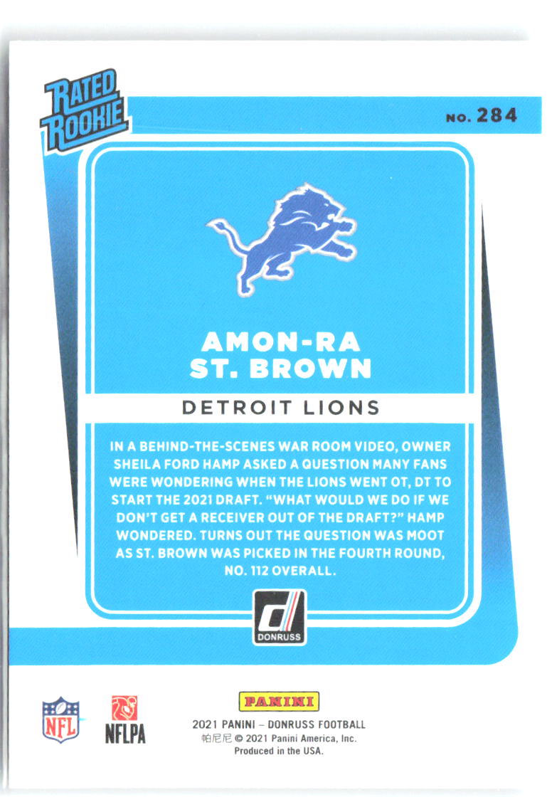 Amon-Ra St. Brown Donruss 284 2021 Detroit Lions RC