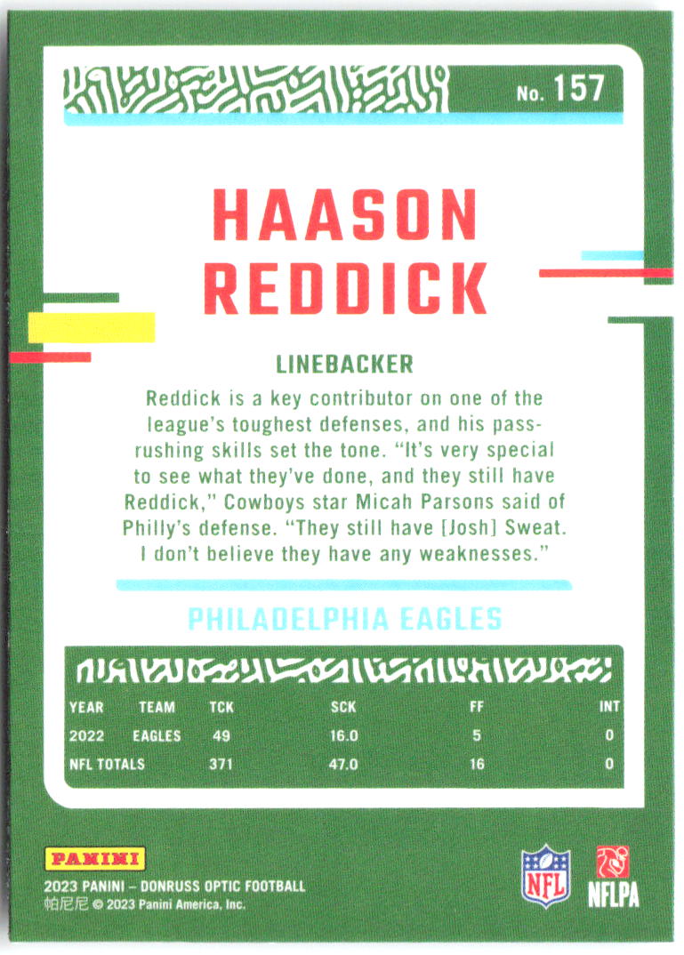 Haason Reddick Donruss Optic 157 2023 Philadelphia Eagles