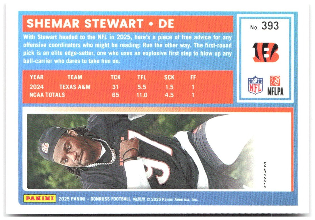 Shemar Stewart Donruss Optic Rated Rookies Red Wave 393 2025 Cincinnati Bengals
