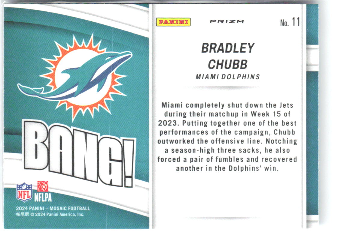 Bradley Chubb Panini Mosaic - Bang! Mosaic 11 2024 Miami Dolphins