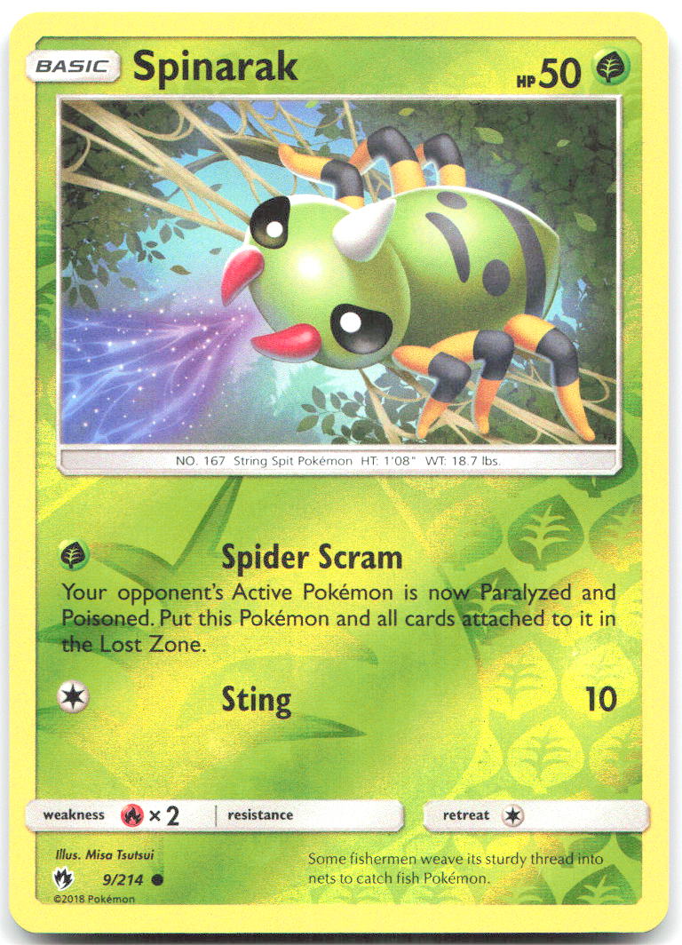 Spinarak Reverse Holo Common SM Lost Thunder 9/214 NM Misa Tsutsui