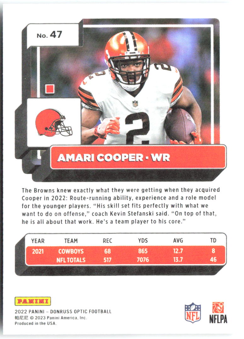 Amari Cooper Donruss Optic 47 2022 Cleveland Browns