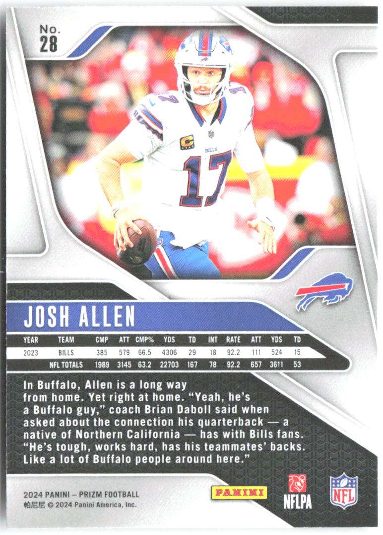 Josh Allen Panini Prizm 28 2024 Buffalo Bills