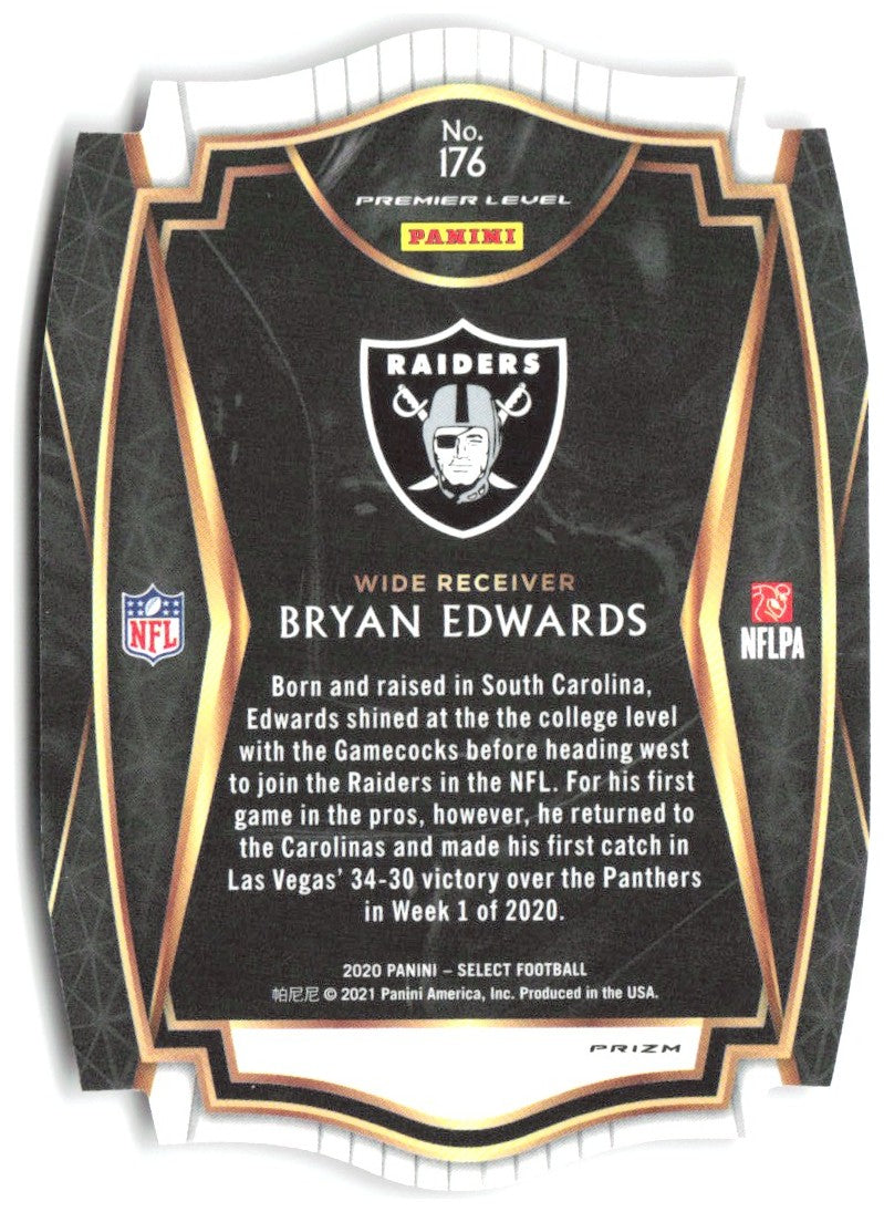 Bryan Edwards Panini Select - Red Prizm Die Cut 176 2020 Las Vegas Raiders