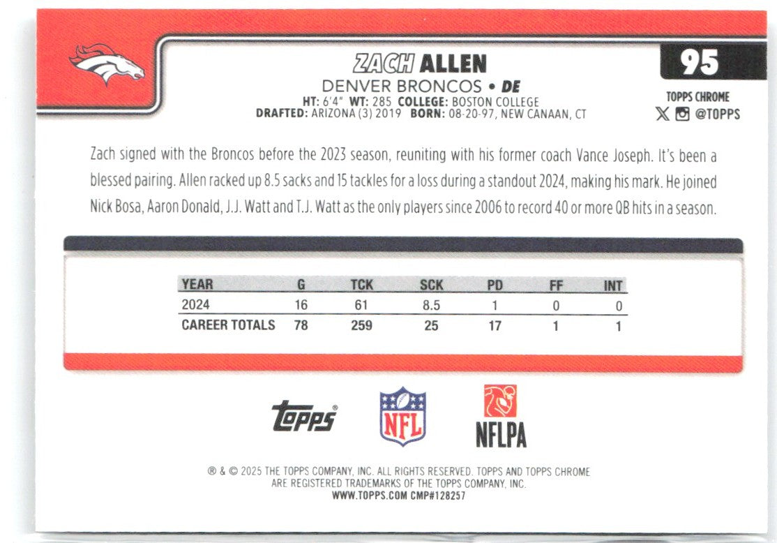 Zach Allen Topps Chrome - X-Fractor 95 2025 Denver Broncos