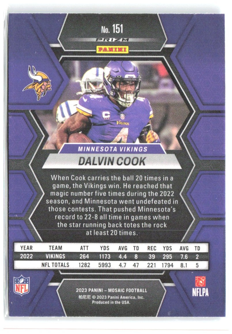 Dalvin Cook Panini Mosaic - Reactive Blue Mosaic 151 2023 Minnesota Vikings