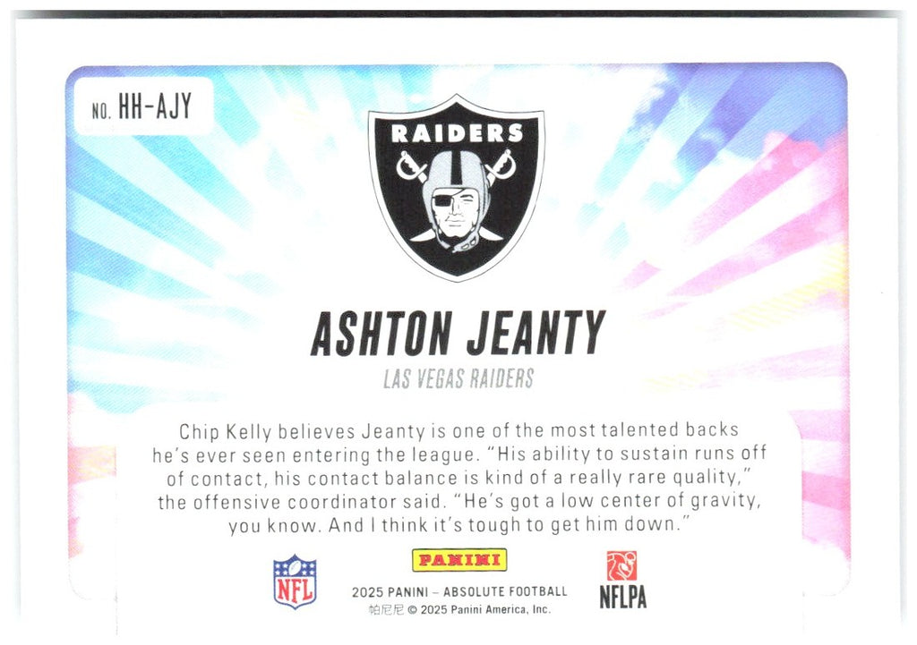 Ashton Jeanty Panini Absolute - Hog Heaven HH-AJY 2025 Las Vegas Raiders