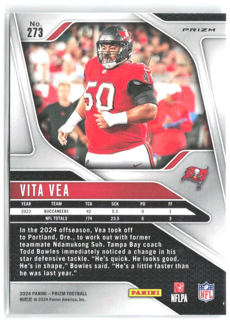Vita Vea Panini Prizm - Red White and Blue 273 2024 Tampa Bay Buccaneers