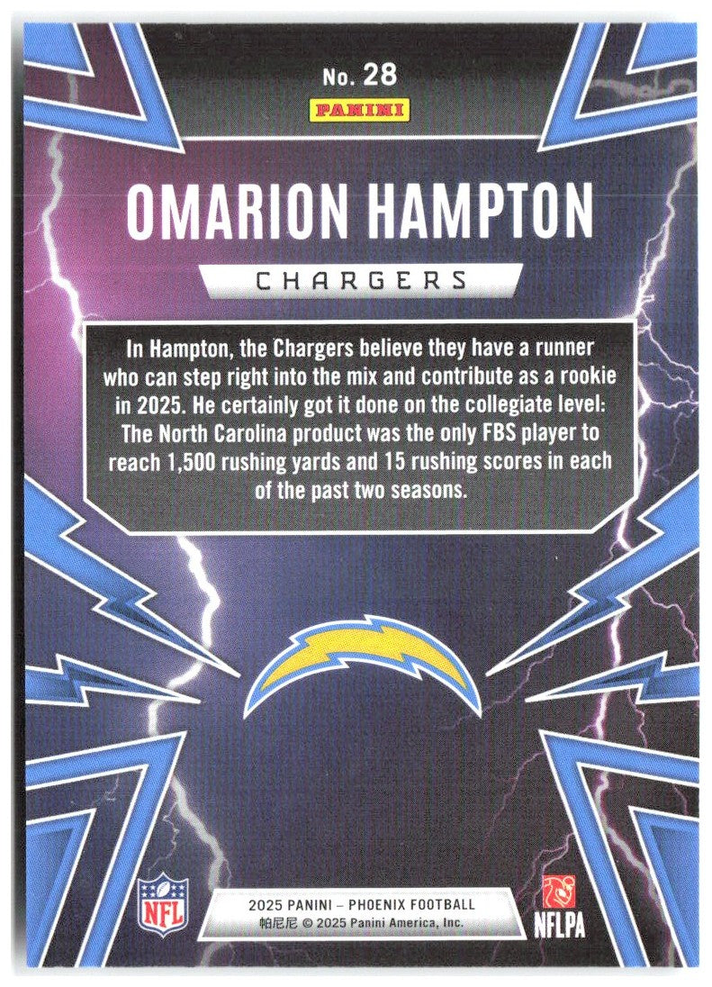 Omarion Hampton Panini Phoenix - Thunderbirds 28 2025 Los Angeles Chargers