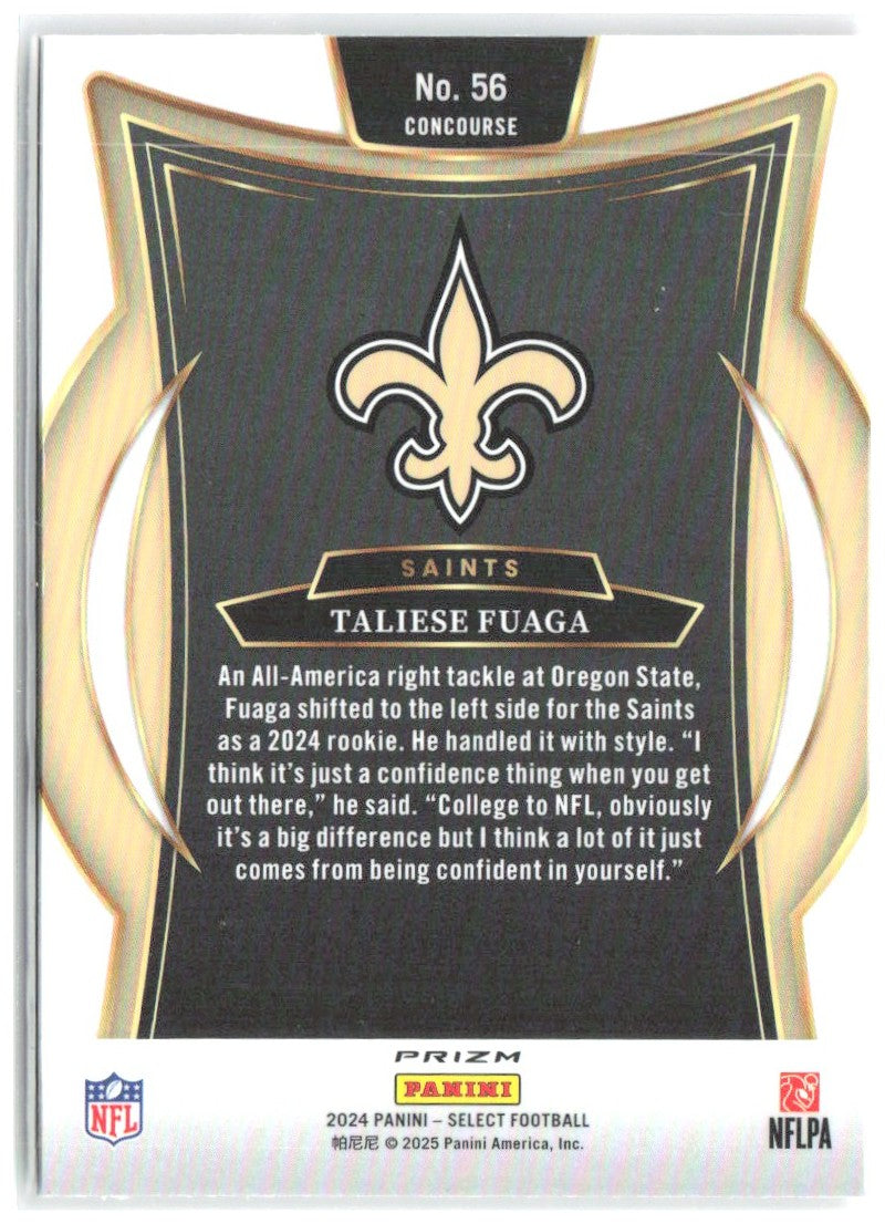 Taliese Fuaga Panini Selec- Red & Yellow Prizm Shock 56 2024 New Orleans Saints