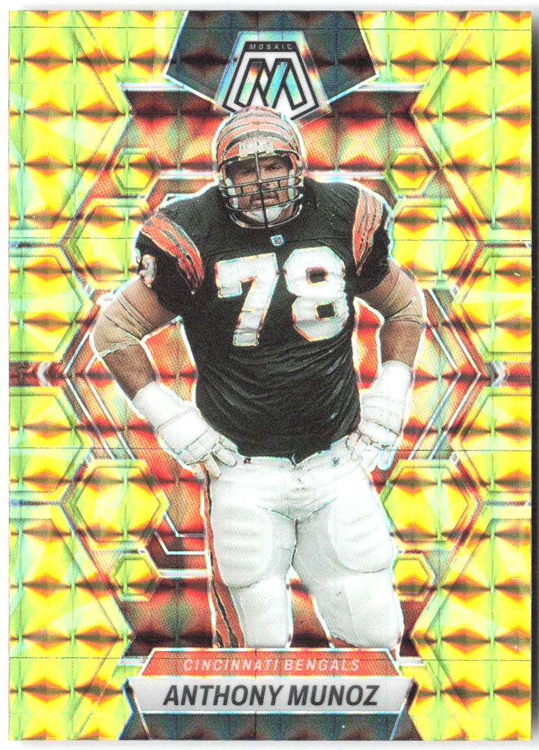 Anthony Munoz Panini Mosaic - Reactive Yellow Mosaic 45 2023 Cincinnati Bengals