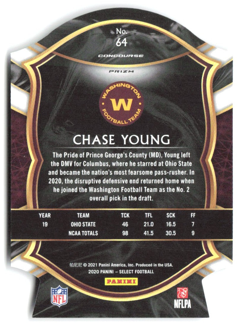 Chase Young Panini Select Purple Prizm Die Cut 64 2020 Washington Football Team