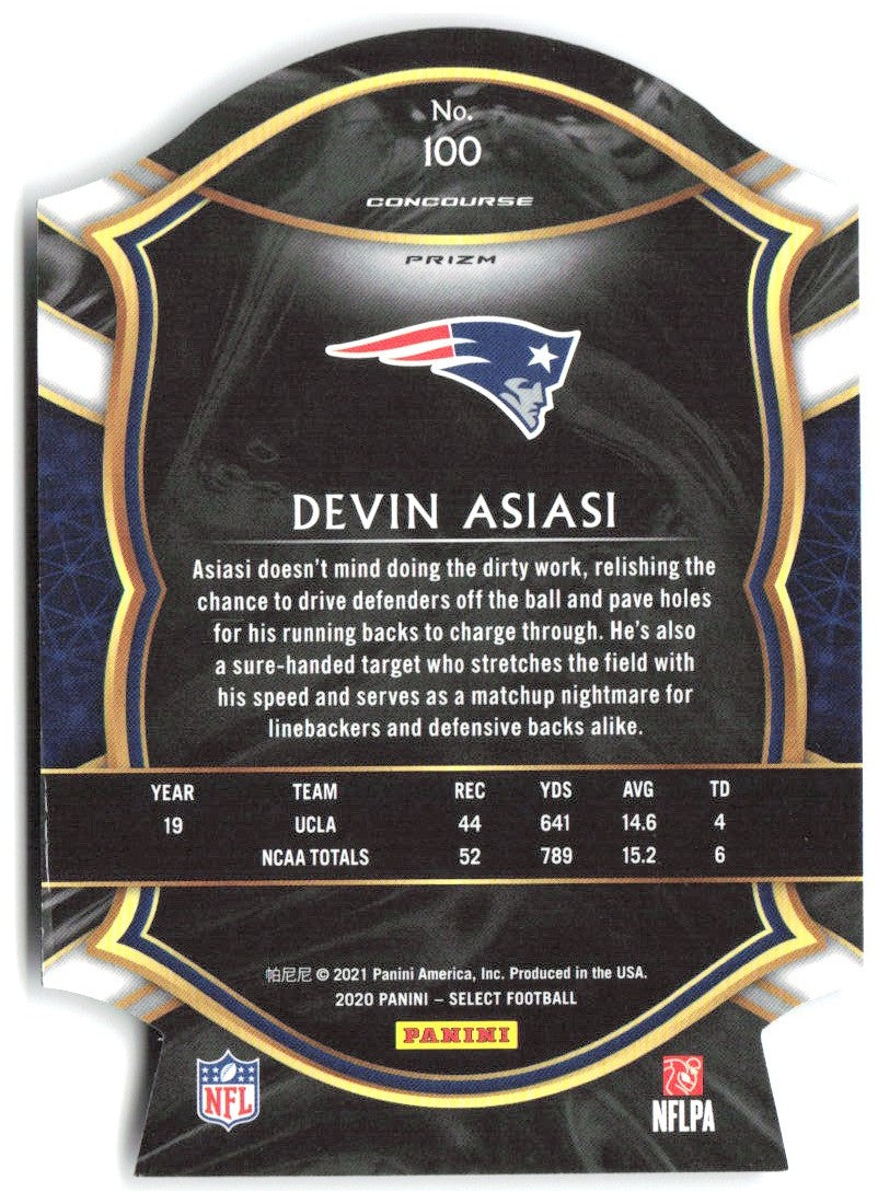 Devin Asiasi Panini Select - Purple Prizm Die Cut 100 2020 New England Patriots