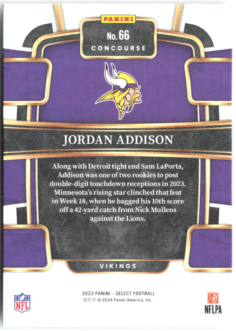 Jordan Addison Panini Select 66 2023 Minnesota Vikings RC