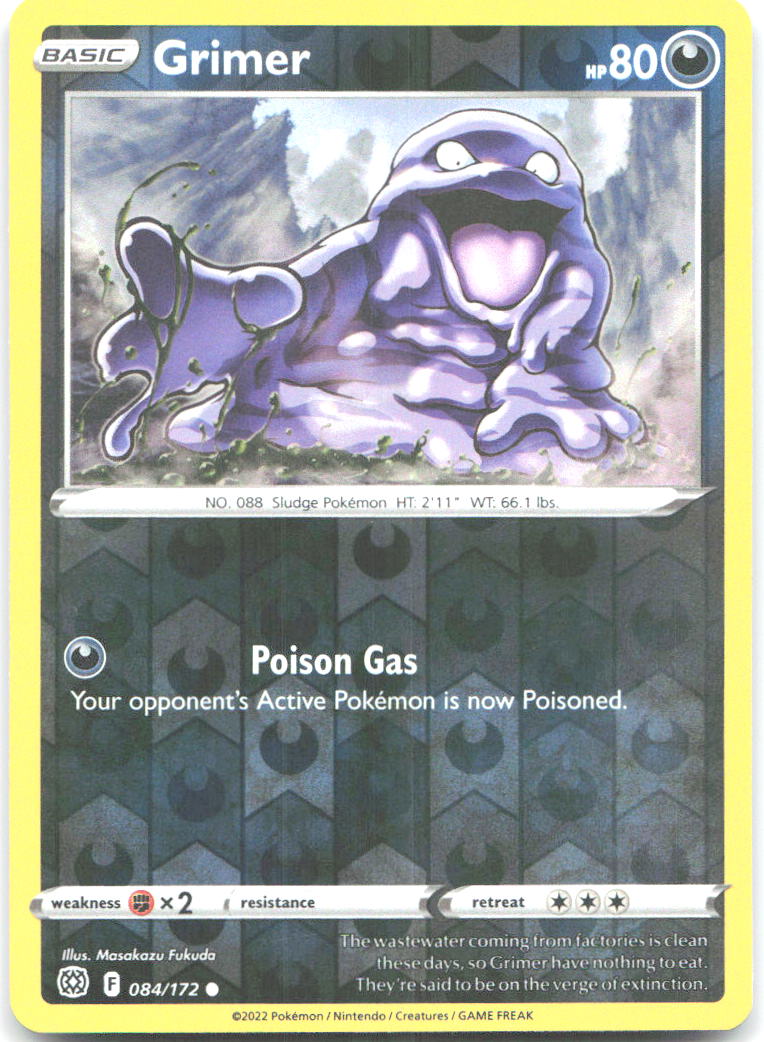 Grimer Reverse Holo Common SWSH09 Brilliant Stars 084/172 NM