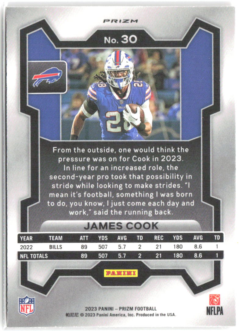 James Cook Panini Prizm - Lazer 30 2023 Buffalo Bills