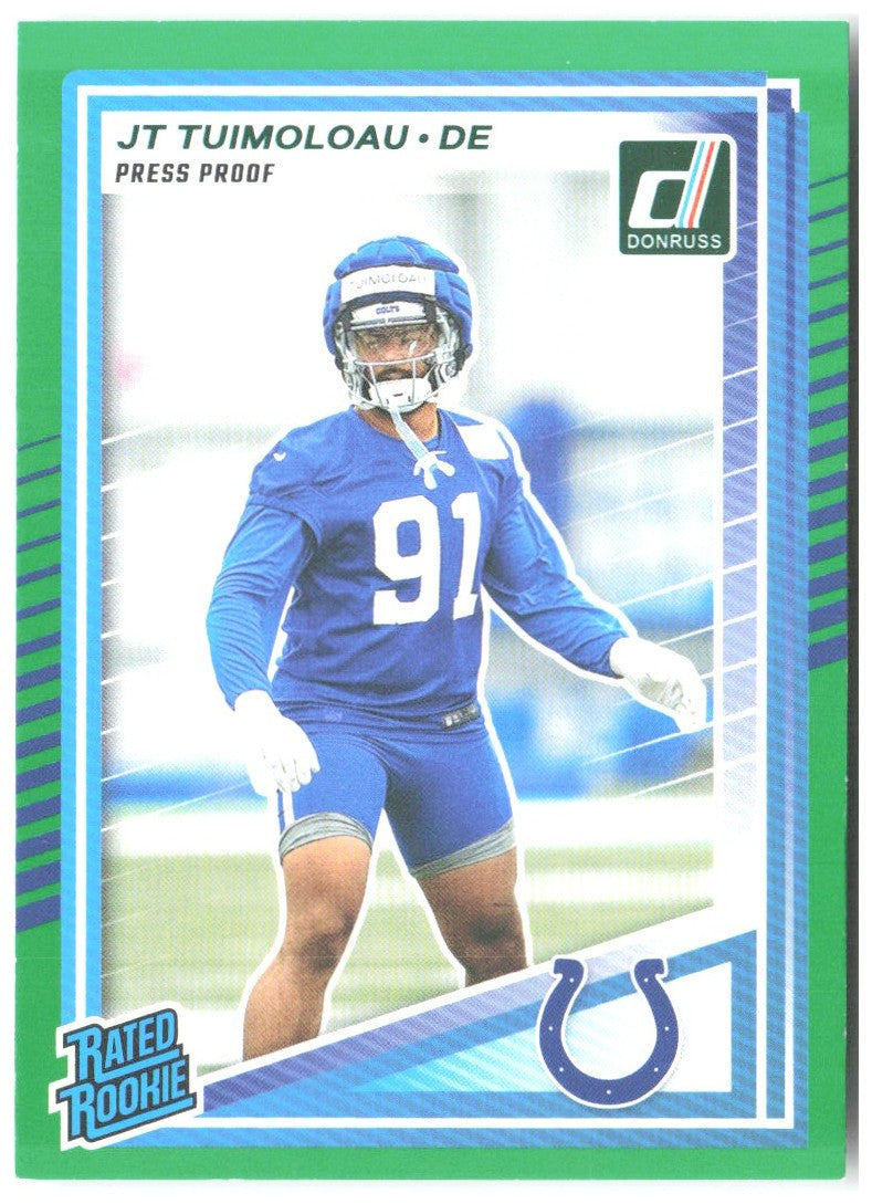 JT Tuimoloau Donruss - Press Proofs Green 398 2025 Indianapolis Colts