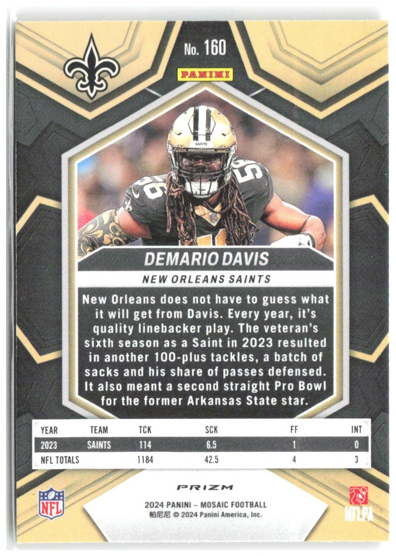 Demario Davis Panini Mosaic - Mosaic Reactive Yellow 160 2024 New Orleans Saints