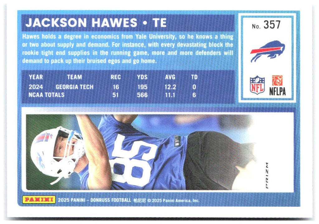 Jackson Hawes Donruss - Optic Rated Rookies Blue Scope 357 2025 Buffalo Bills