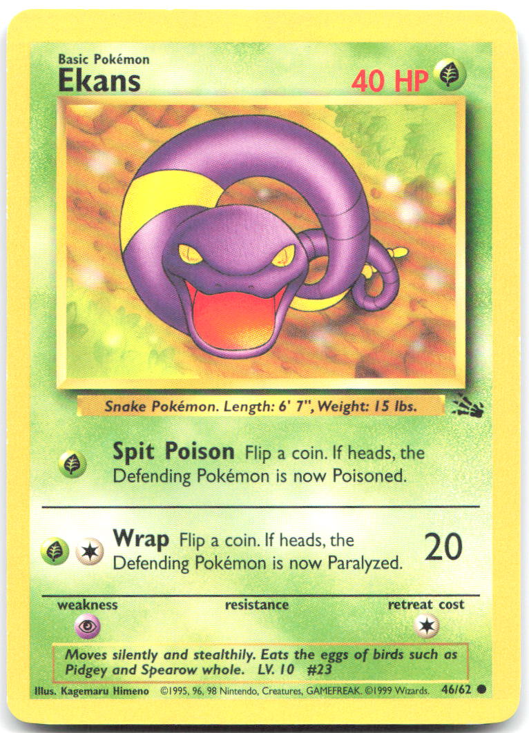 Ekans Unlimited Common Fossil 46/62 LP Kagemaru Himeno