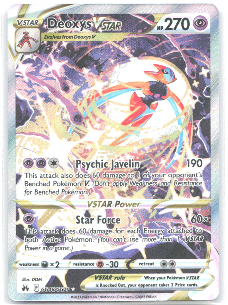 Deoxys VSTAR Holo Ultra Rare SWSH Crown Zenith Galarian Gallery GG46/GG70 NM DOM