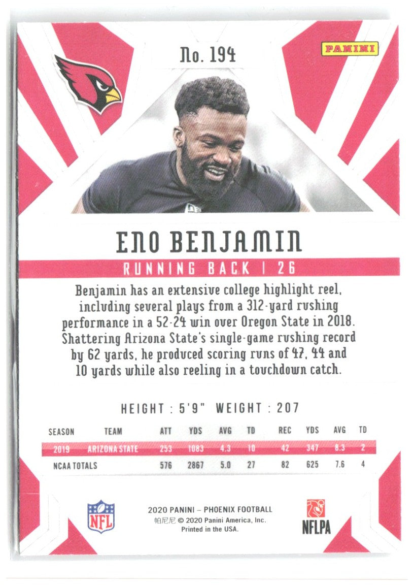 Eno Benjamin Panini Phoenix - Fire Burst 194 2020 Arizona Cardinals