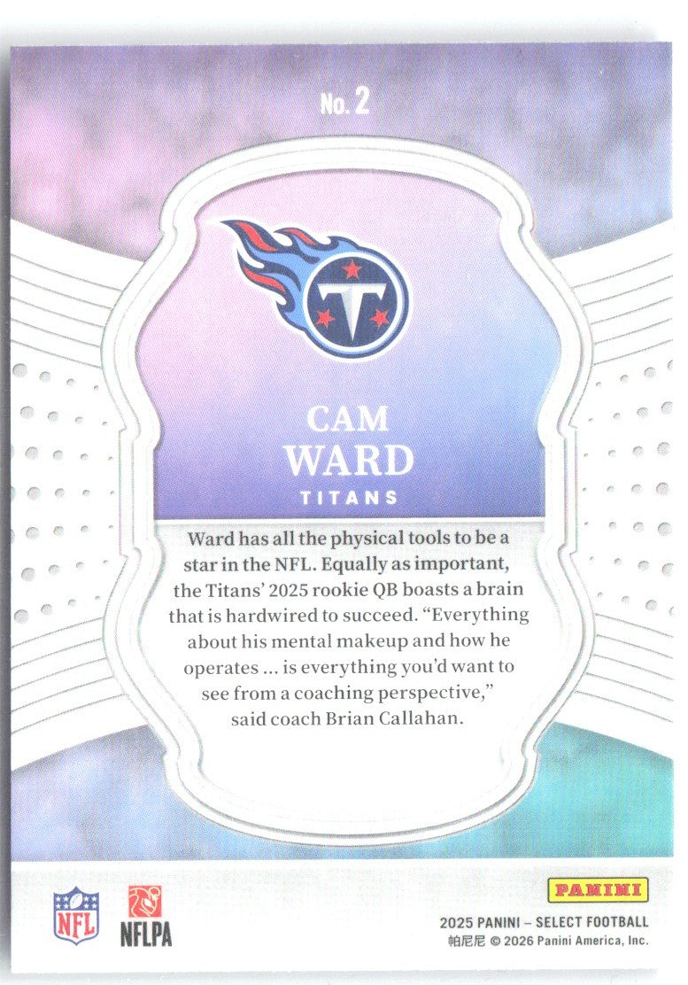 Cam Ward Panini Select - Select Certified Rookies 2 2025 Tennessee Titans