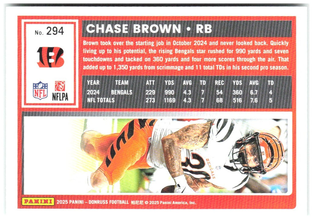 Chase Brown Donruss - Press Proofs Green 294 2025 Cincinnati Bengals