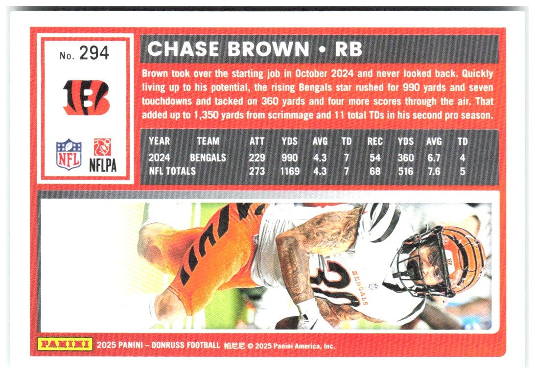 Chase Brown Donruss - Press Proofs Green 294 2025 Cincinnati Bengals