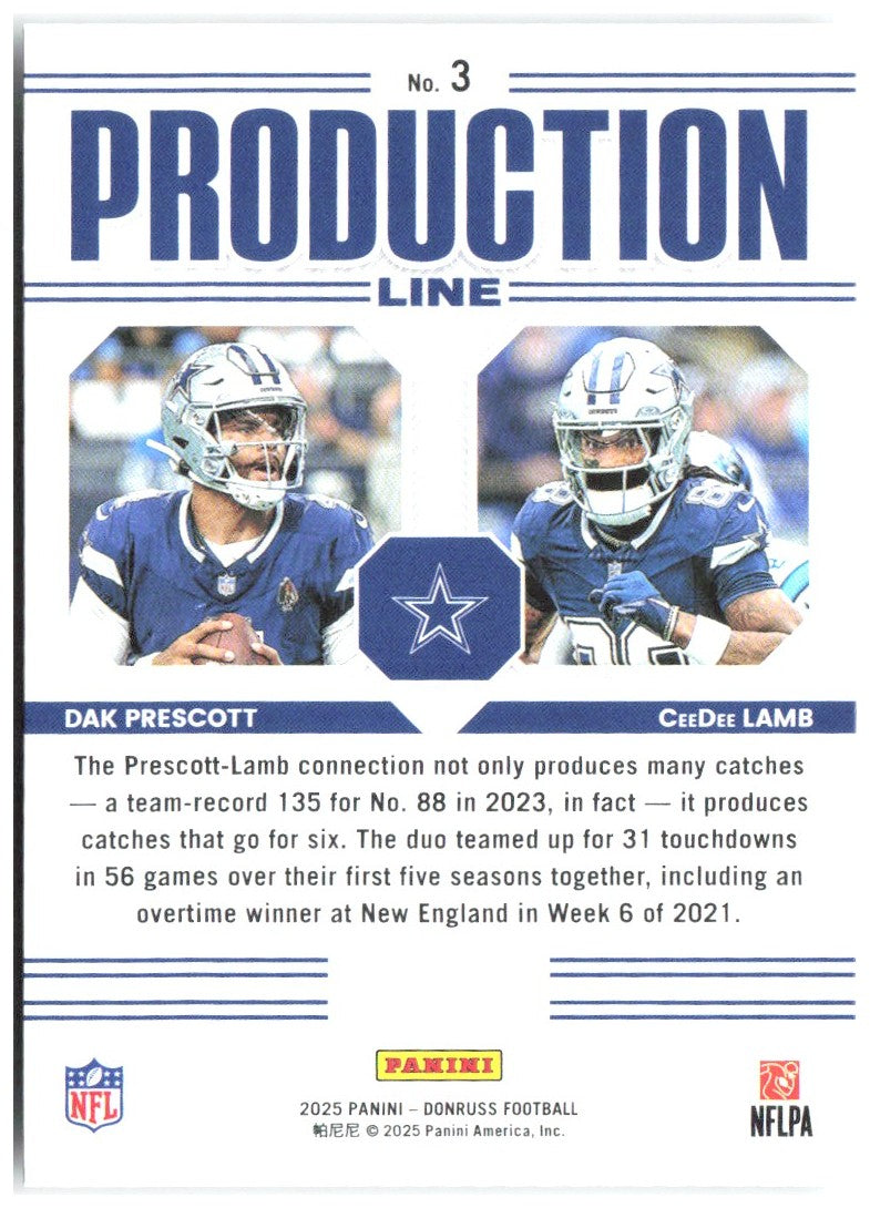 CeeDee Lamb / Dak Prescott Donruss - Production Line 3 2025 Dallas Cowboys