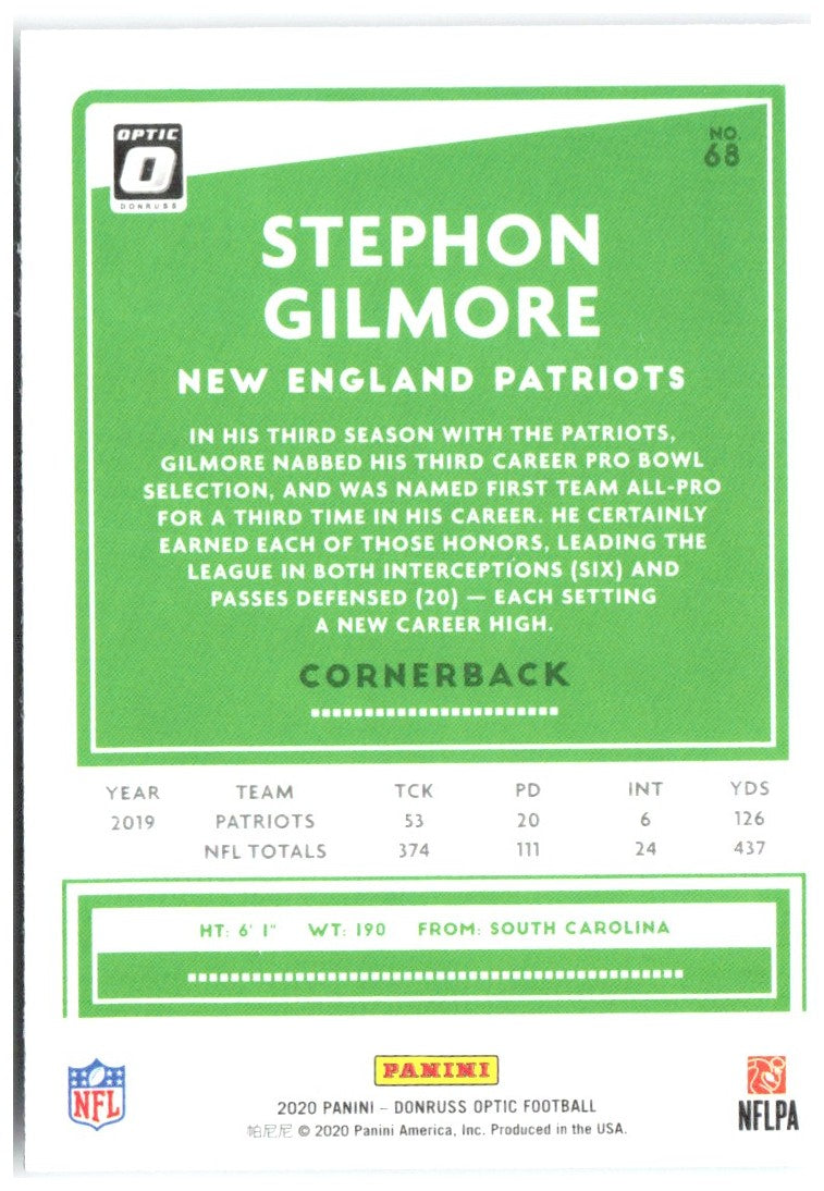 Stephon Gilmore Donruss Optic 68 2020 New England Patriots