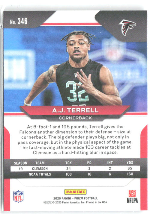 A.J. Terrell Panini Prizm 346 2020 Atlanta Falcons RC