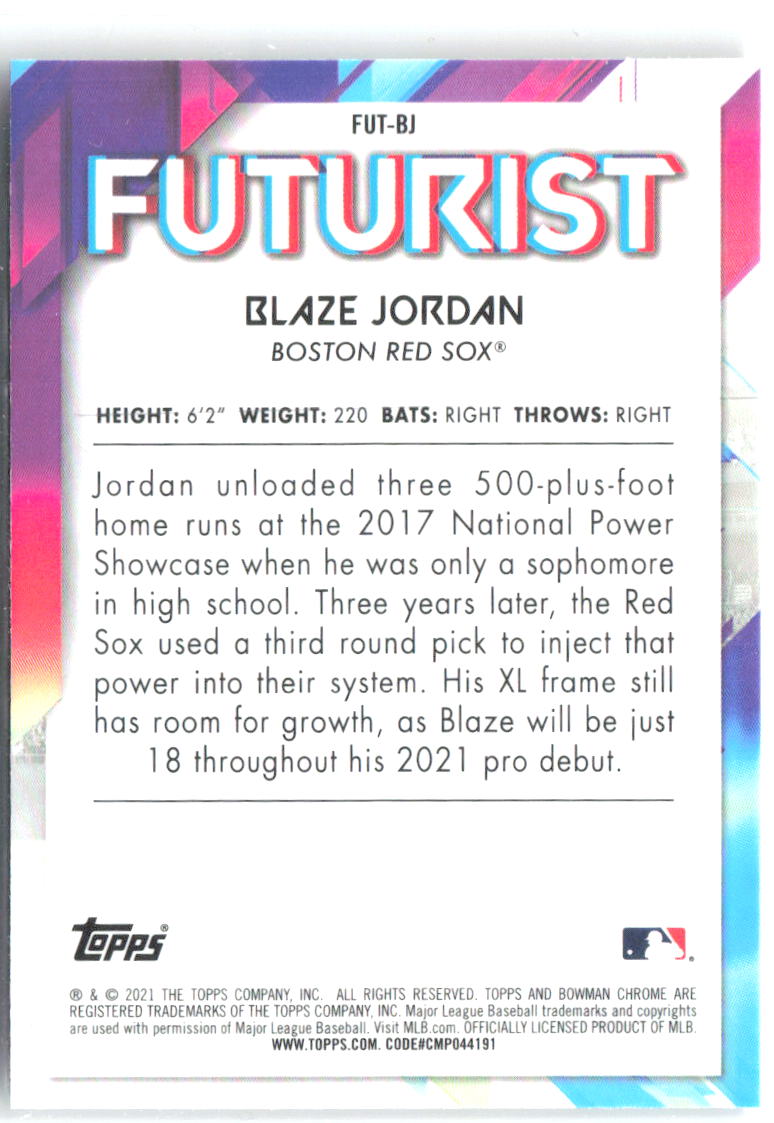 Blaze Jordan Bowman - Futurists FUT-BJ 2021 Boston Red Sox