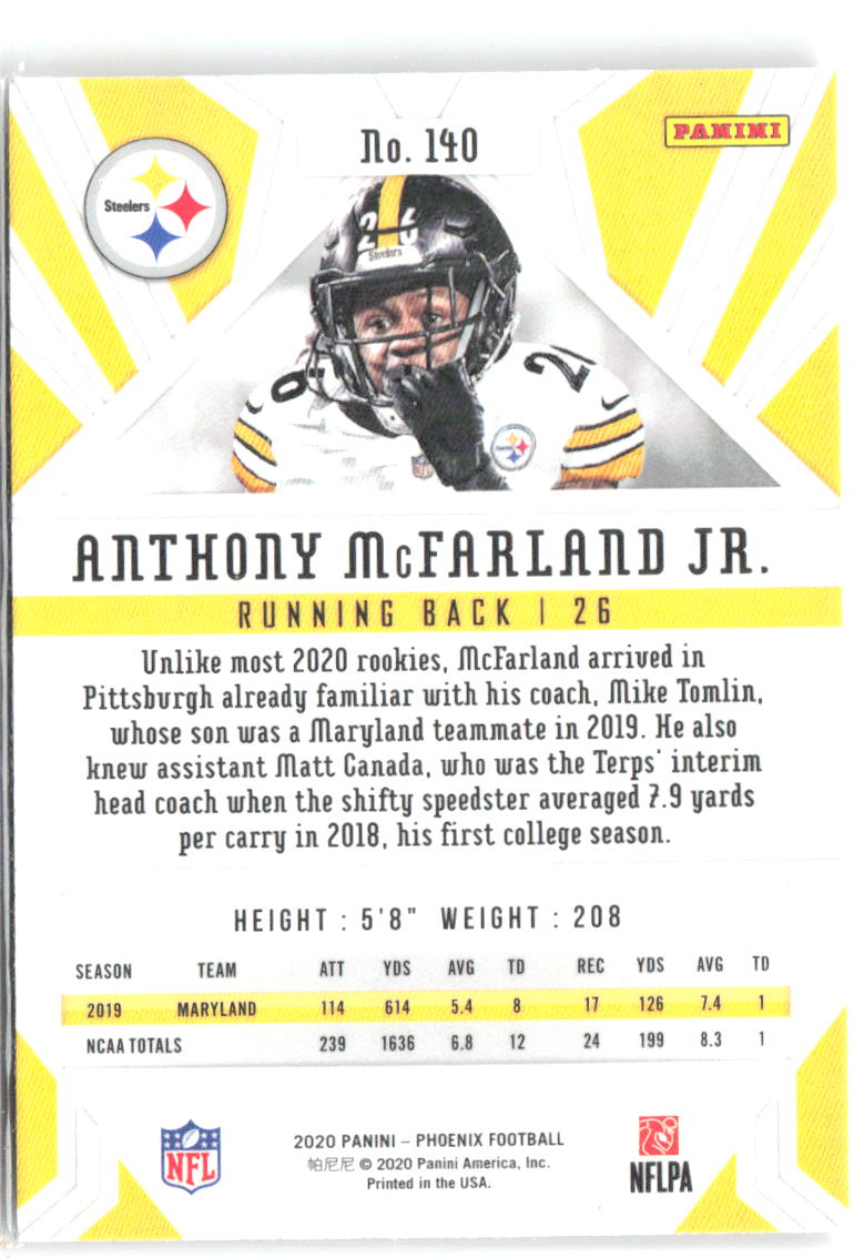 Anthony McFarland Jr. Panini Phoenix - Fire Burst 140 2020 Pittsburgh Steelers