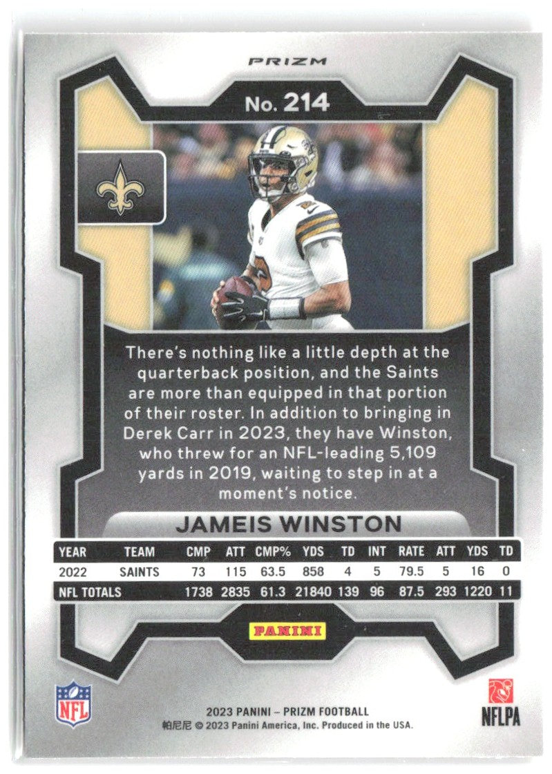Jameis Winston Panini Prizm - Lazer 214 2023 New Orleans Saints