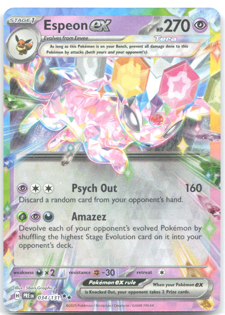 Espeon ex Holo Double Rare SV: Prismatic Evolutions 034/131 NM 5ban Graphics