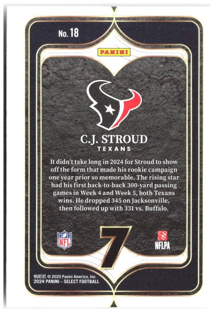 C.J. Stroud Panini Select - Select Numbers 18 2024 Houston Texans