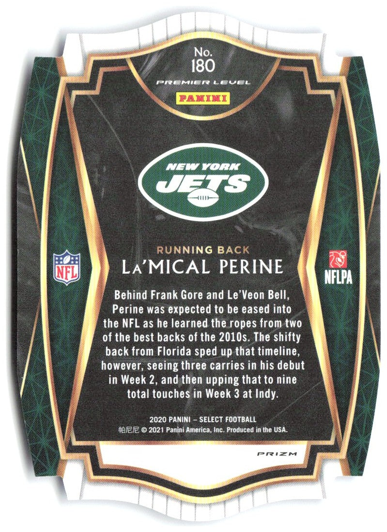 La'Mical Perine Panini Select - Blue Prizm Die Cut 180 2020 New York Jets
