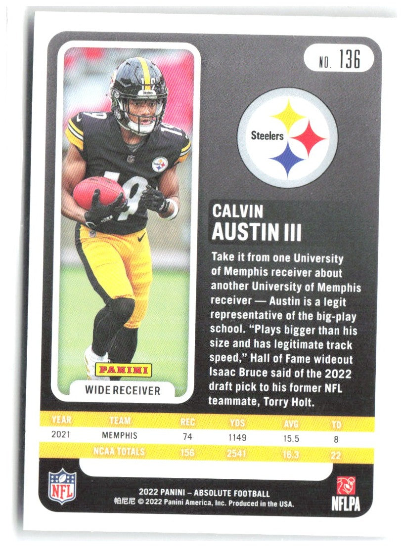 Calvin Austin III Panini Absolute - Retail 136 2022 Pittsburgh Steelers RC
