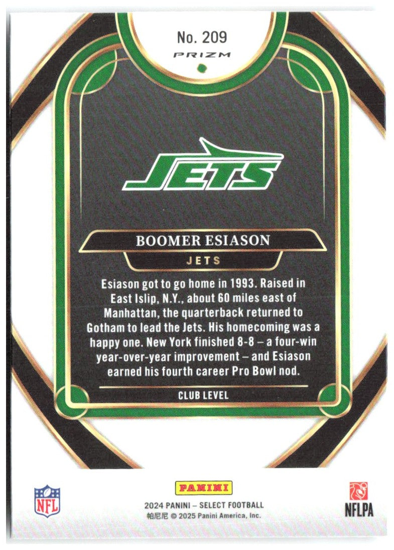 Boomer Esiason Panini Select - Red & Yellow Prizm Shock 209 2024 New York Jets