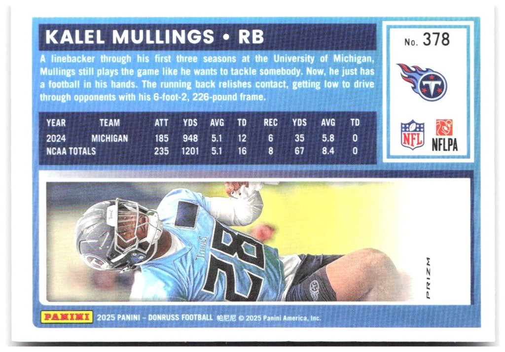 Kalel Mullings Donruss - Optic Rated Rookies Red Wave 378 2025 Tennessee Titans